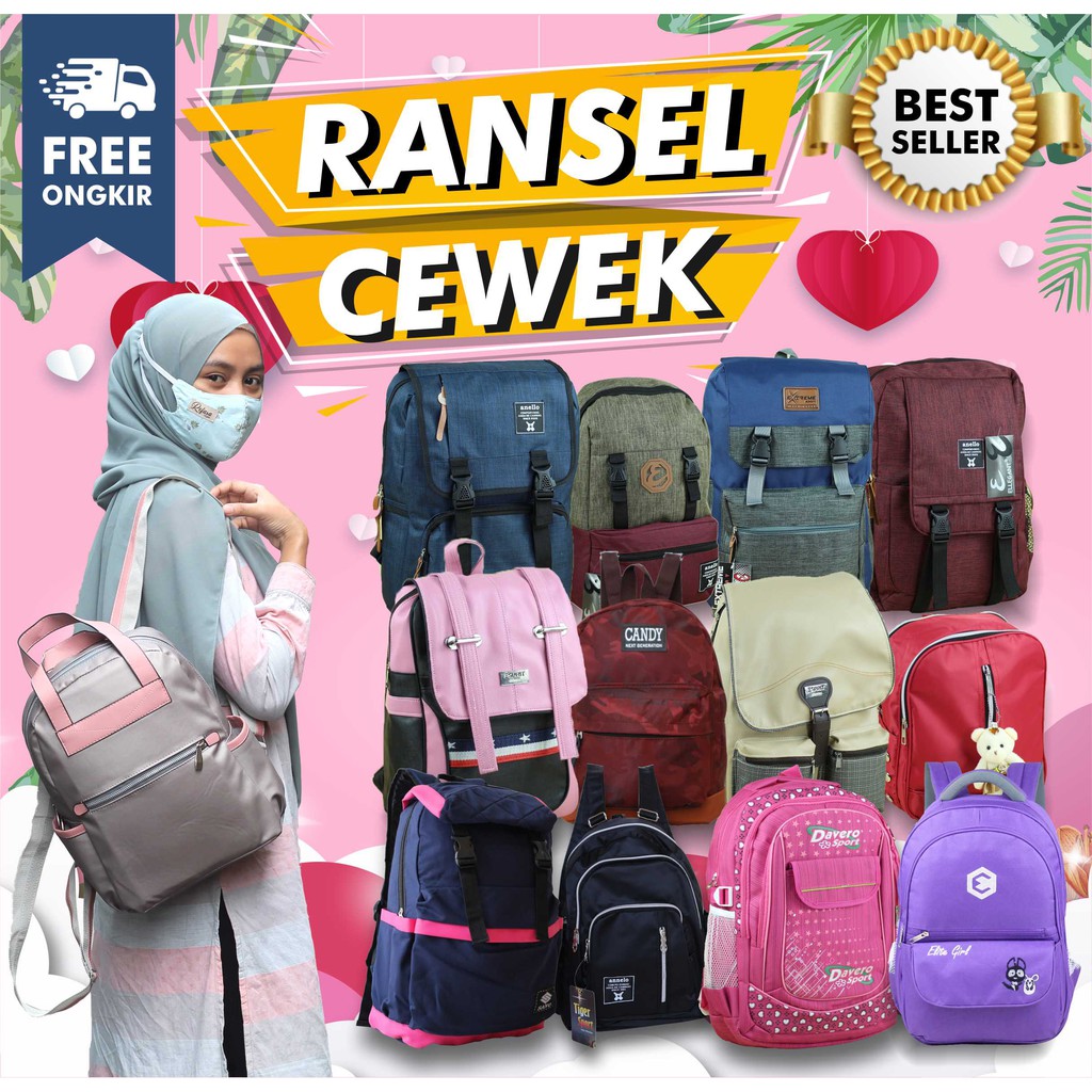 Ransel Punggung SMP SMA Cewek Tas Gendong Perempuan Cantik Fashionabale Awet Berkualitas Multifungsi