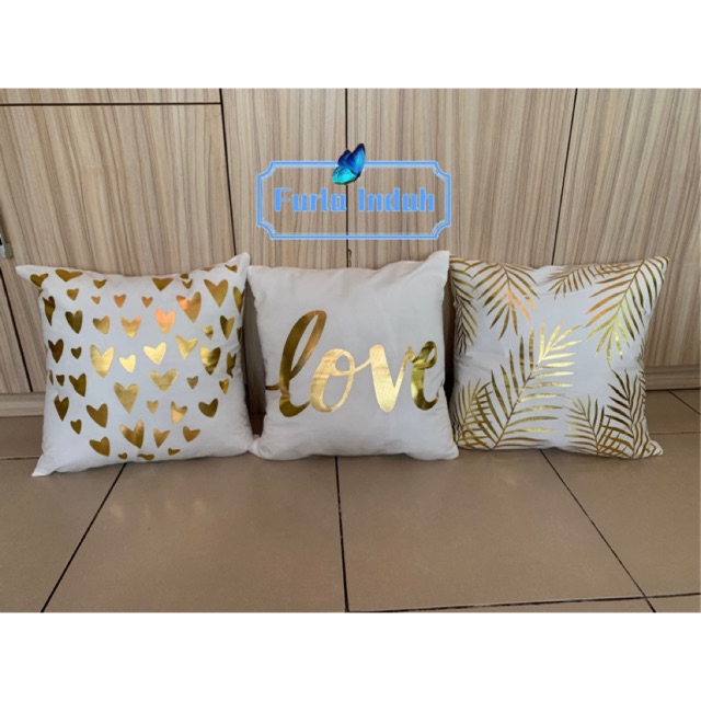 sarung bantal sofa gold putih Import 45×45cm