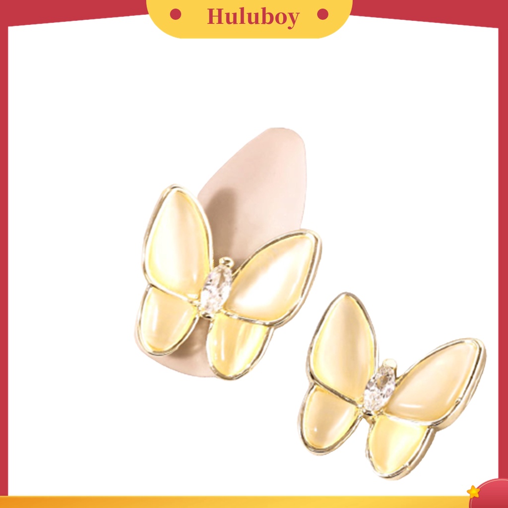 Huluboy Huluboy♡ 2pcs Kupu-Kupu Glitter Berlian Imitasi Untuk Dekorasi Nail Art DIY