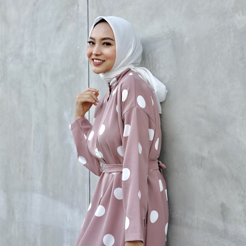 ANSAYAMODEST ANNABELLE dress gamis Pink motif Polkadot