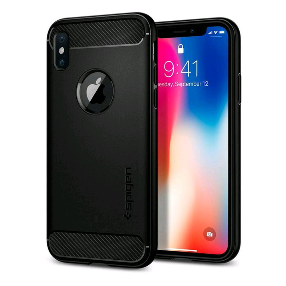 AKSESORIS HP MURAH Spigen Original Rugged Armor for Apple iPhone X - Black