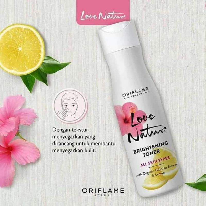 Love Nature Brightening Face Cream,Toner,Cleanser With Organic Hibiscus Flowers &amp; Lemon