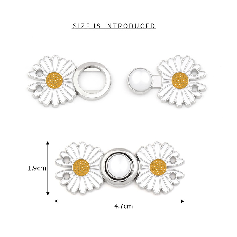 Set Kancing Pengencang Rok / Celana Bahan Logam Dapat Disesuaikan Motif Daisy