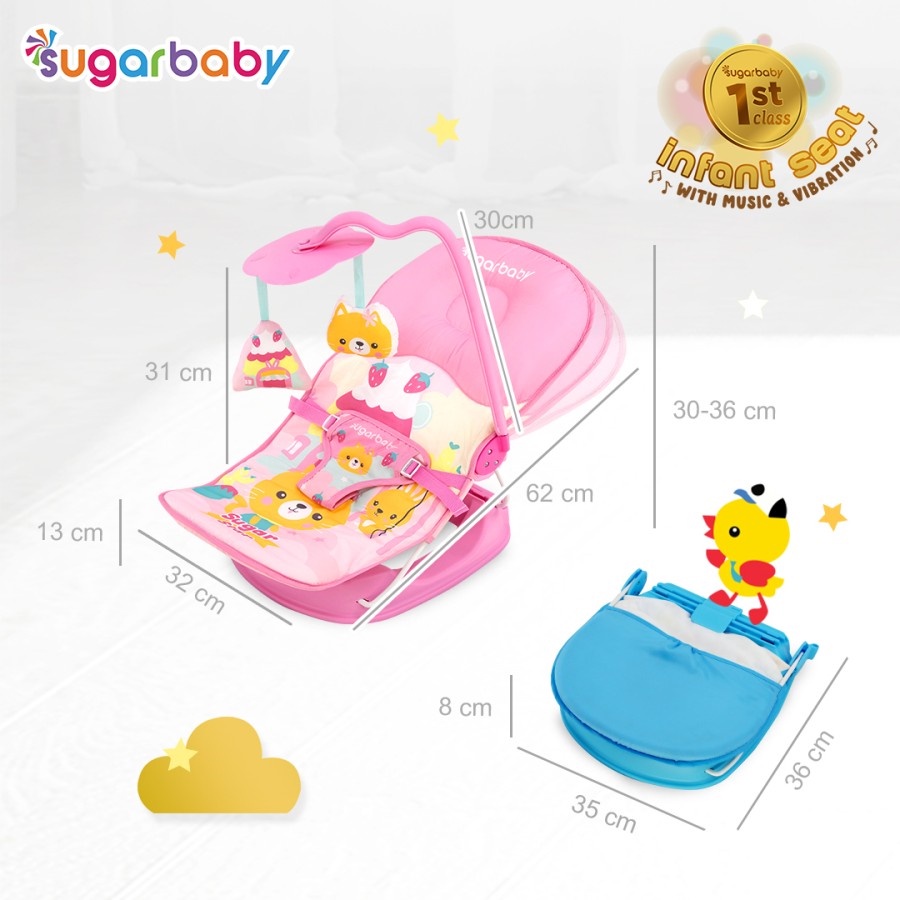 [FREE BUBBLE WRAP*] SUGAR BABY (1pcs) New Infant Seat / Kursi musik / Kursi Lipat Sugarbaby