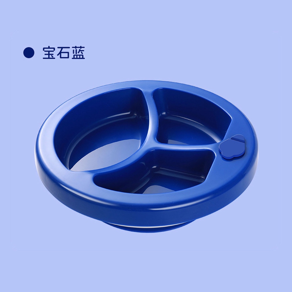 ☀ACCBAYI.ID☀ ACC0034  Piring Menjaga Hangat Makanan / Warming Plate for Baby / Piring Makan Bayi ANTI SLIP-BIRU TUA