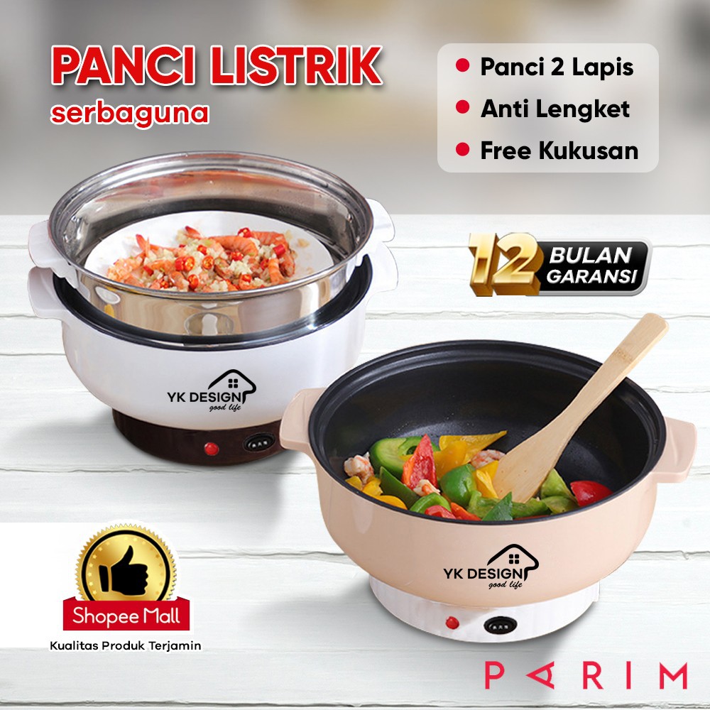 PARIM PANCI LISTRIK PANCI TEFLON FREE KUKUSAN / Steamer Stainless Lapis Keramik Bahan Teflon YK-803