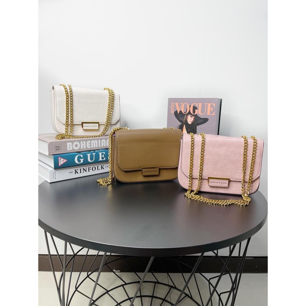 ck crossbody croco effect bag chain tas selempang tas bahu wanita dengan tali rantai / toenisha bag