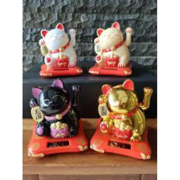 Maneki Neko Solar Size M / Kucing Hoki Solar / Lucky Cat Solar / Cao Cai Mao solar / Manekineko Solarcell Medium