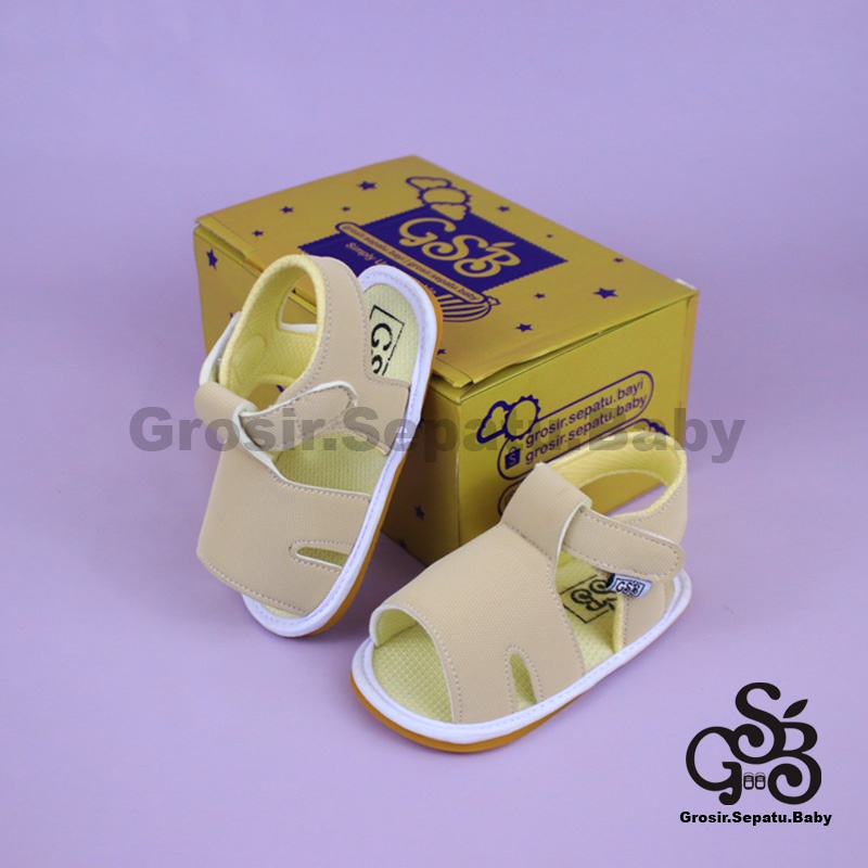 sandal bayi sepatu bayi sendal bayi laki laki perempuan prewalker bayi  umur 2 - 12 bulan model casual S02 polos KREM ringan fleksibel &amp; Anti Slip