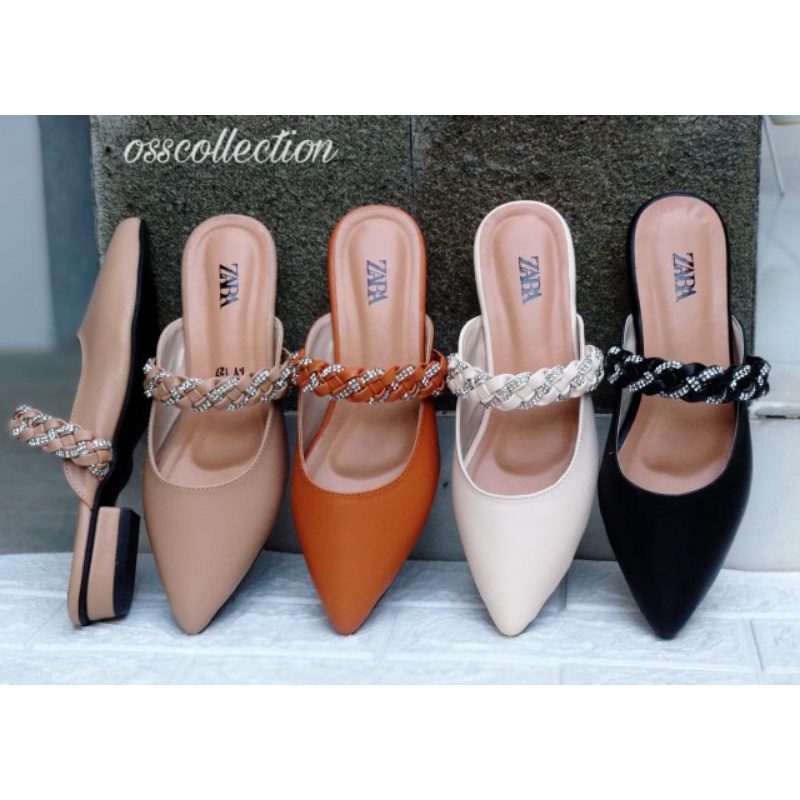 SANDAL SLOP MULES ZARA WANITA, REALPICTURE, GOOD QUALITY, FREE BOX