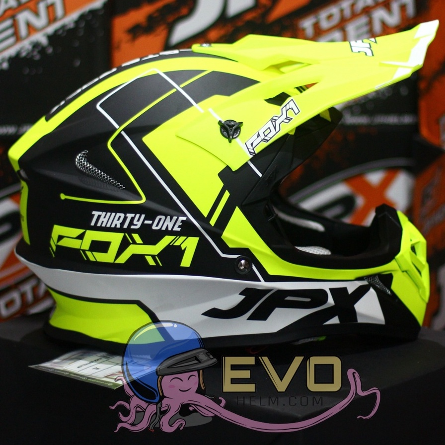 HELM JPX CROSS_FOX1 SERI X31 - BLACK DOFF YELLOW + GOOGLE SNAIL (ONGKIR 2 KG) HELM JPX TERBARU