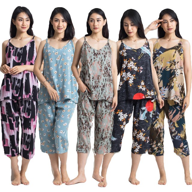 SETELAN PIYAMA TALI BRA 7/8 BHN RAYON