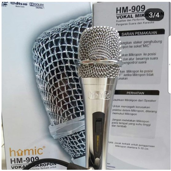 Mic Microphone Microfon Homic HM-909 Full Stainless Karaoke