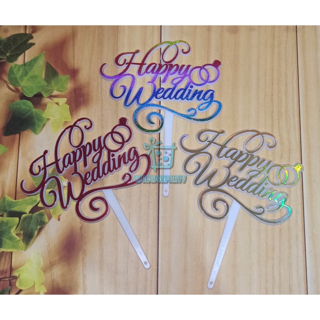 Cake Topper Acrylic HAPPY WEDDING