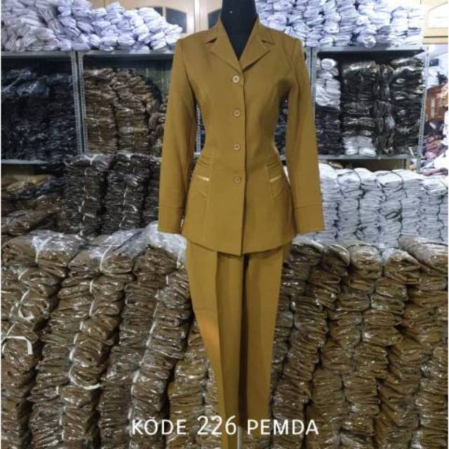 SET BAJU  SERAGAM DINAS  BLAZER PNS PEMDA KHAKI  KEKI WANITA  