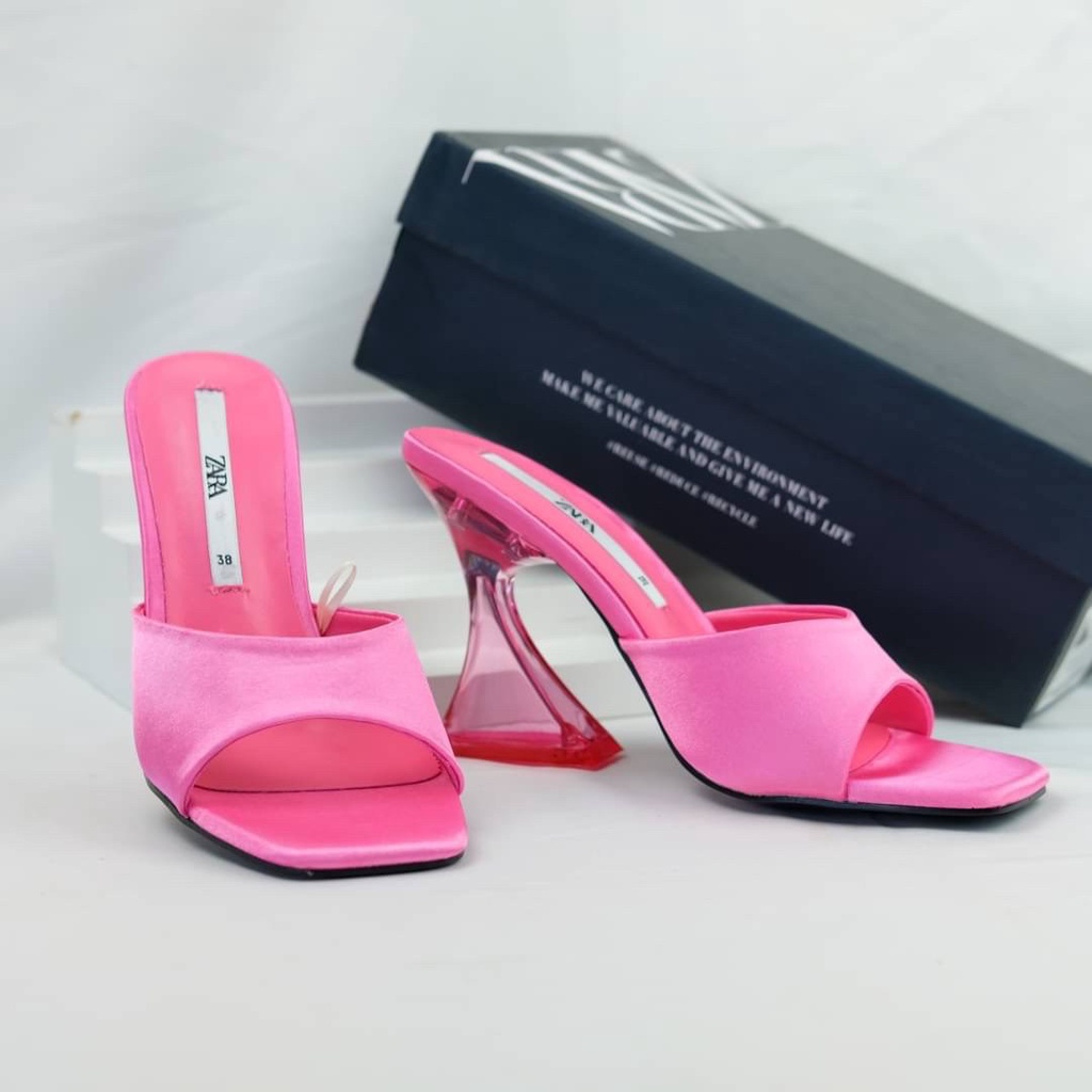 [7.7 Boombastis Sale⚡] - SENDAL WANITA HAK TINGGI SATIN TRANSPARANT HEELS SANDAL ZS420 PREMIUM IMPORT