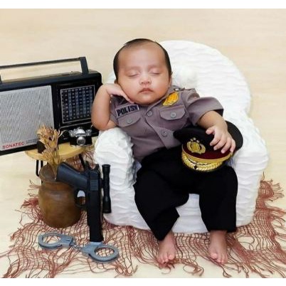 KOSTUM POLISI JUNIOR/KOSTUM POLISI NEWBORN/ BAJU BAYI/KOSTUM PHOTOSHOOT/KOSTUM PROPS/PROPERTI FOTO