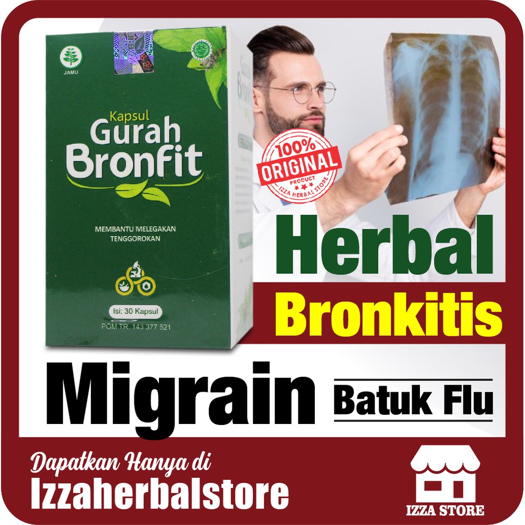 GURAH BRONFIT Kapsul Herbal Bronkitis Batuk Flu Migrain ORIGINAL Isi 50 Kapsul