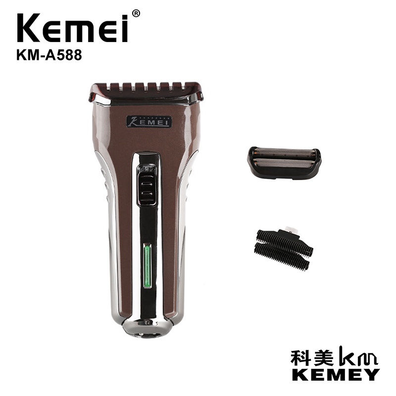 Kemei Shaver KM A588 Alat Cukur Kumis dan Jenggot System Cas