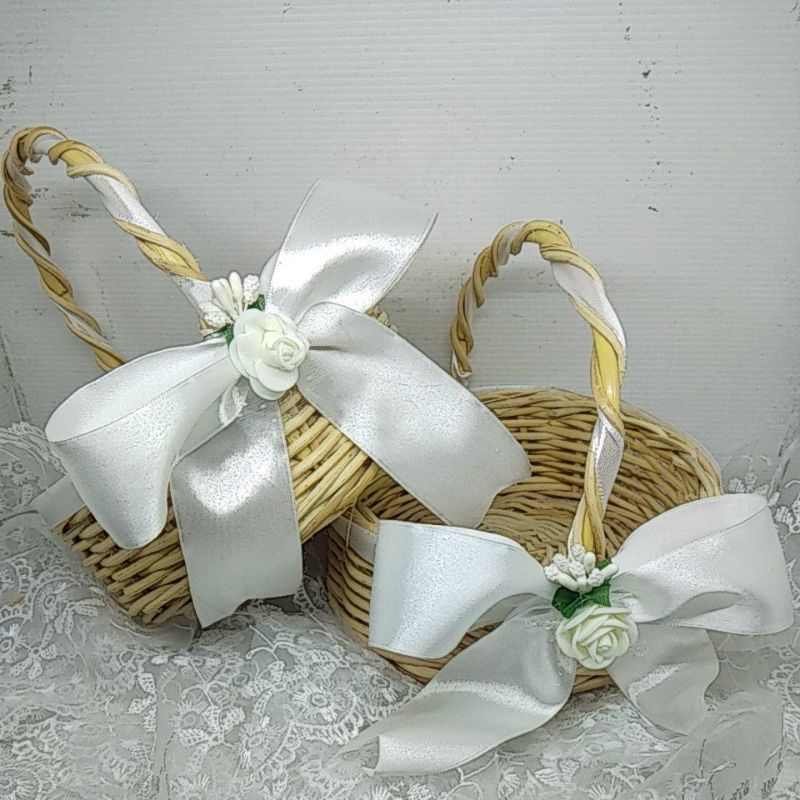 Keranjang Tabur Bunga Putih Keranjang Rotan flowers girl bridesmaid