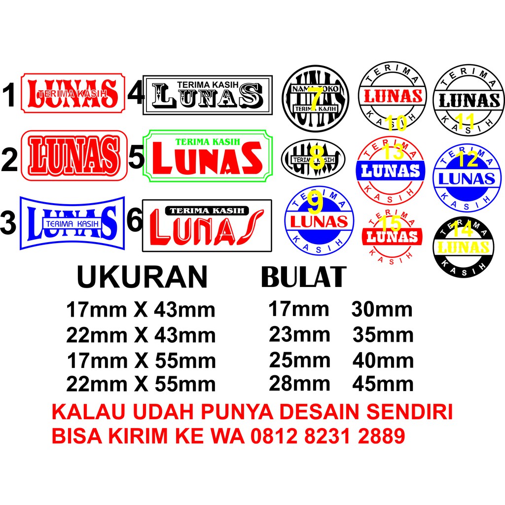 

tempel flash / stempel otomatis / stempel warna lunas terima kasih dan bisa tambah nama toko sendiri