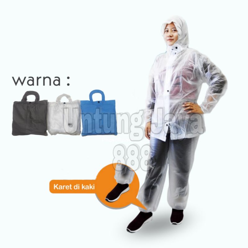 Jas Hujan Transparan JAKET CELANA  CRYSTAL