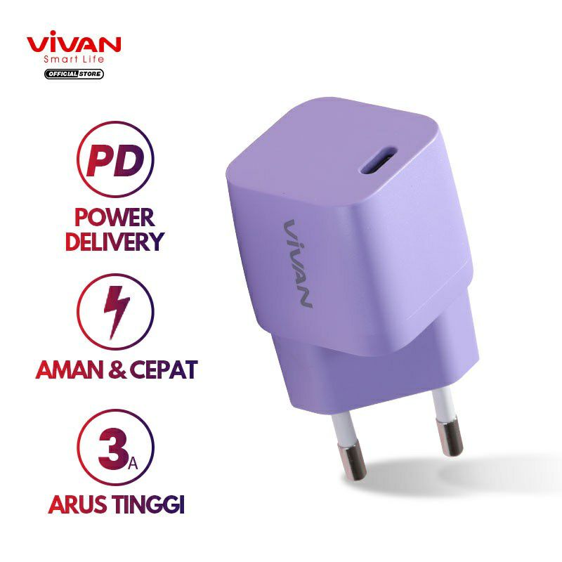 Charger Vivan Power Nano 20 PD 20W Batok Charger Adaptor USB C Type C ORIGINAL