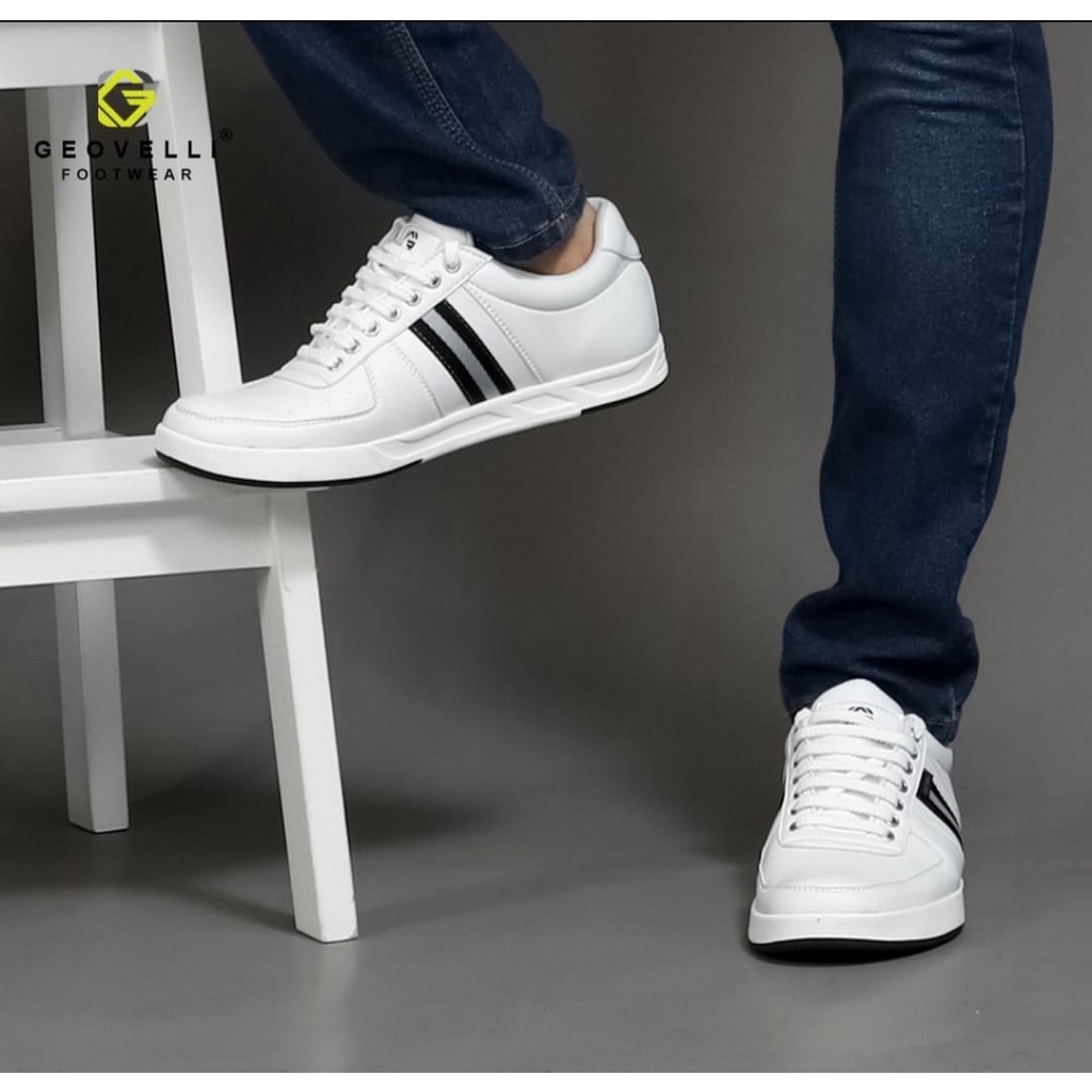 GVL PREMIUM Sepatu Sneakers Sneker GEOVELLI PRIA Full All White Putih Fashion Gbk3100