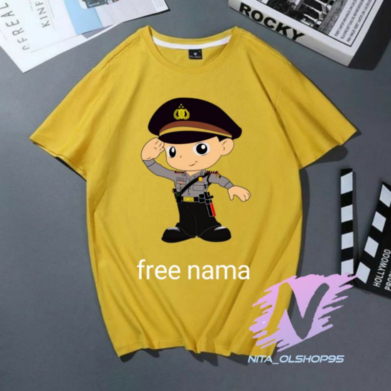 kaos anak kartun animasi polisi baju karakter anak polisi gratis nama