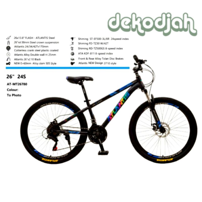 Sepeda Gunung MTB ATLANTIS AT 780 3x8 Speed Ukuran 26"