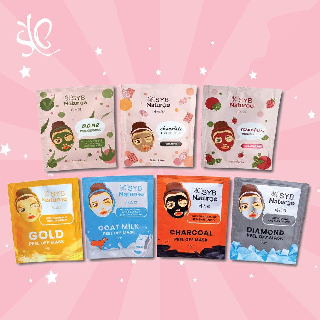 TIKTOK - D8213 SYB Naturgo Peel Off Mask 10g - SYB NATUR90 - Acne Chocolate Strawberry Gold Goat Milk Charcoal Diamond