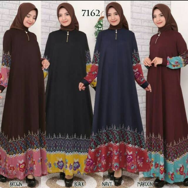 Baju Gamis Wanita Gamis Calvin Jeans Gamis Jumbo 4L dan 5L BROWN XXL