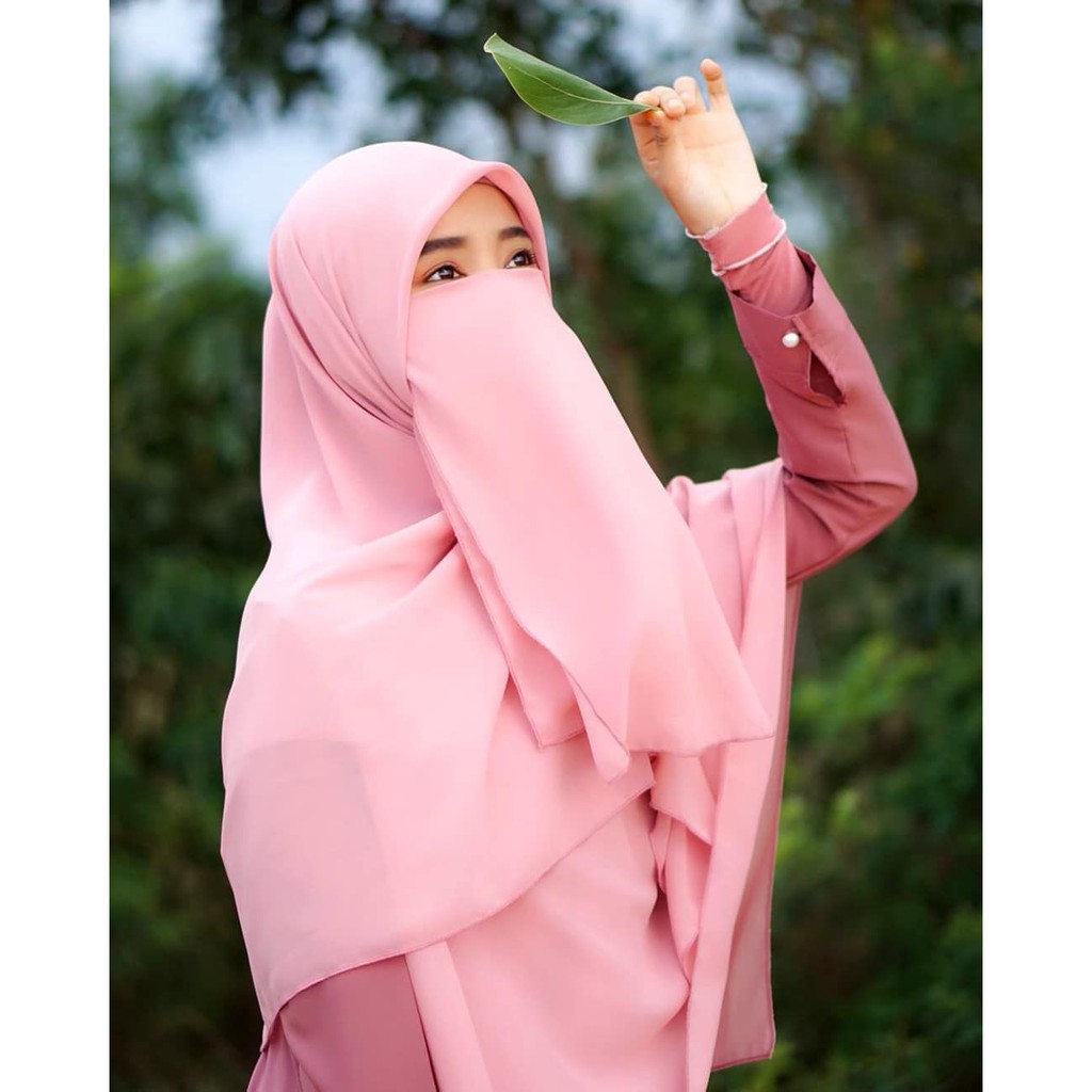 Cadar + Jilbab Segi Empat Ukuran130cm  / Ukuran 150cm  Hijab + set Cadar Tanpa Jahit Bawah Mata