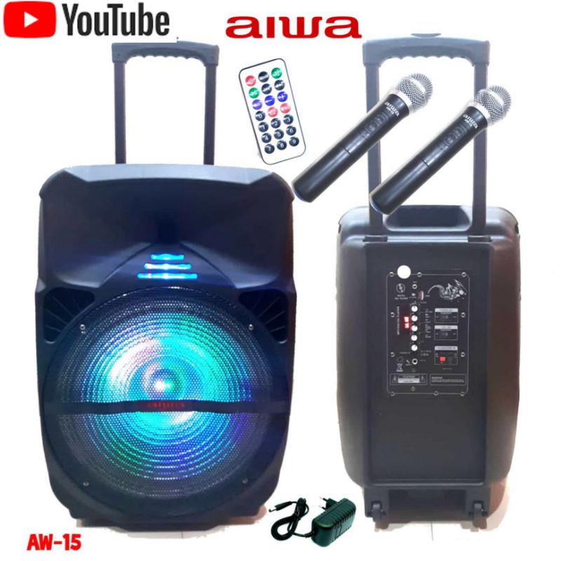 DISTRIBUTOR SPEAKER PORTABLE AIWA 15 INCH AW 15 BLUETOOTH