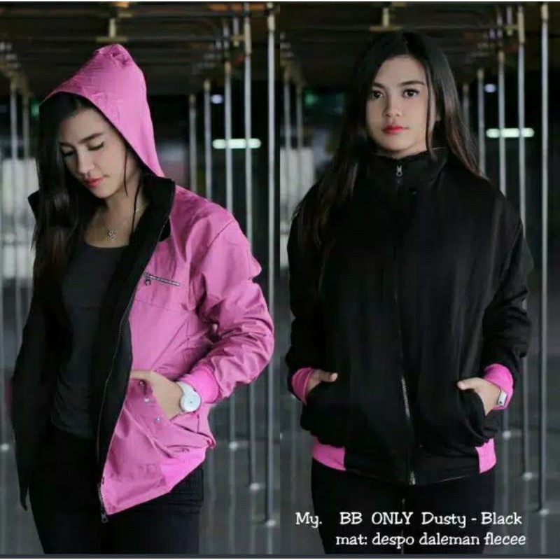jaket bolak balik bomber wanita