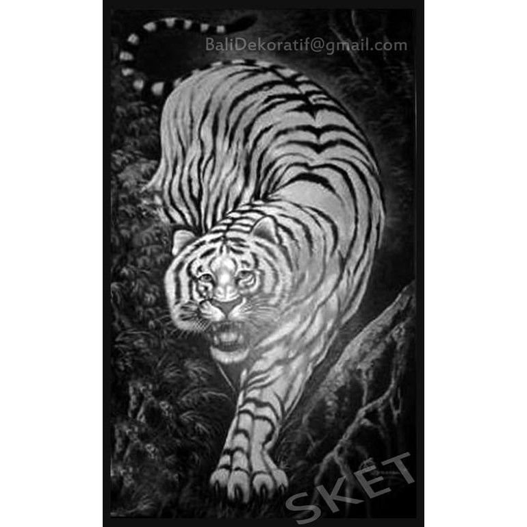 Paling Dicari] Ukiran Relief Bali Hiasan Dinding Motif Macan Dihutan, Kayu Suwar