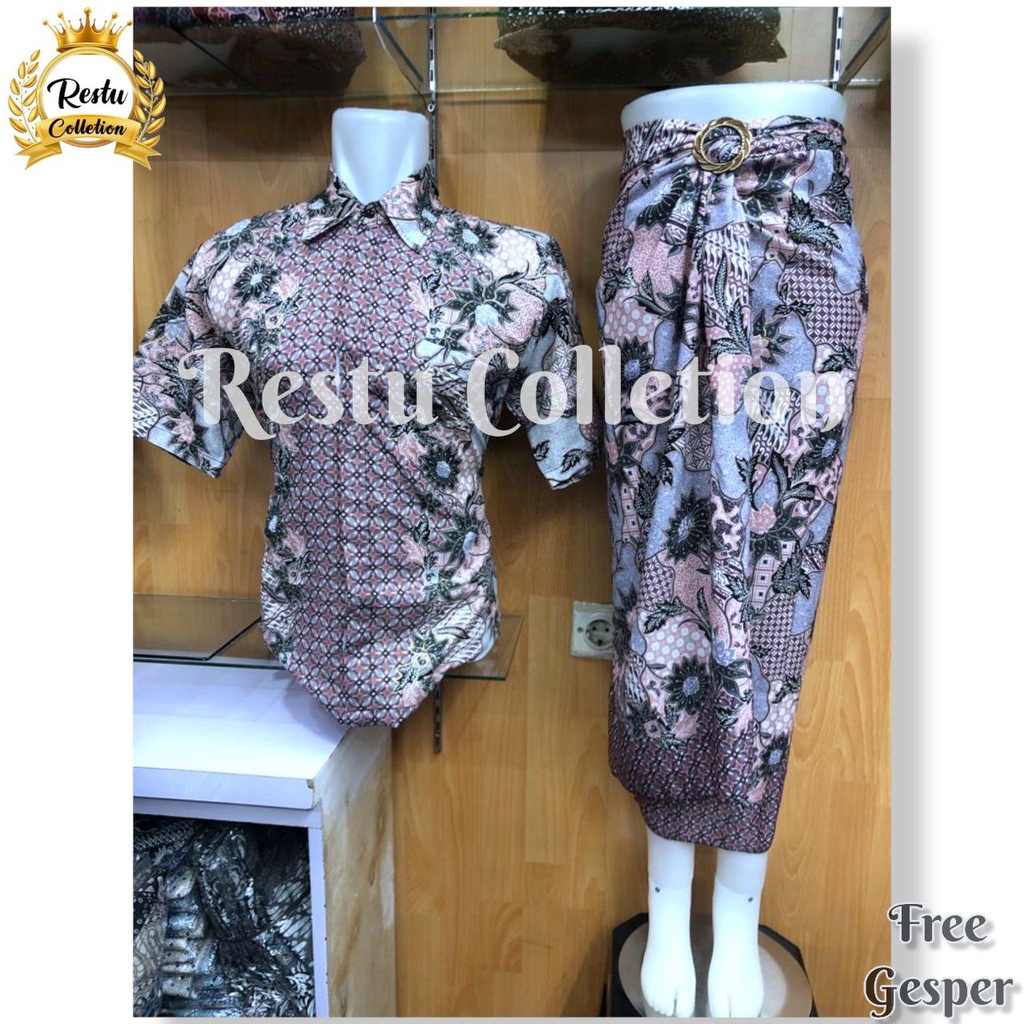 COD Stelan Couple Kemeja Pria Dan Rok Lilit Batik Wanita Motif Aurel Hijau Cocok Untu Acara Nikahan Kondangan Tunangan Wisuda Bahan Premium By Restu Colletion