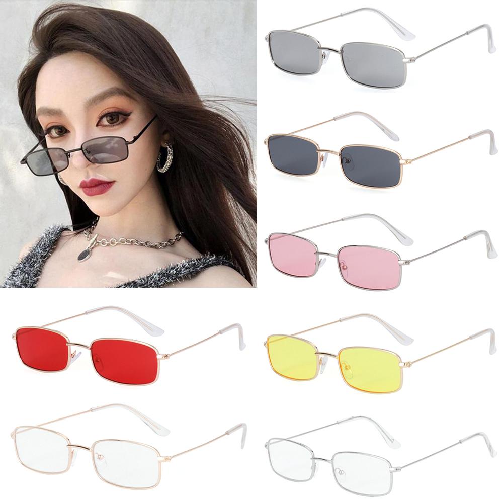 Wonder Vintage Rectangle Sunglasses Kacamata UV400 Lensa Bening Merek Shades