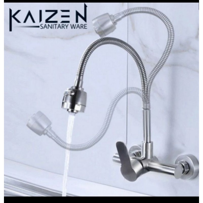 Kran kitchen sink tembok panas dingin  / kran fleksibel dinding