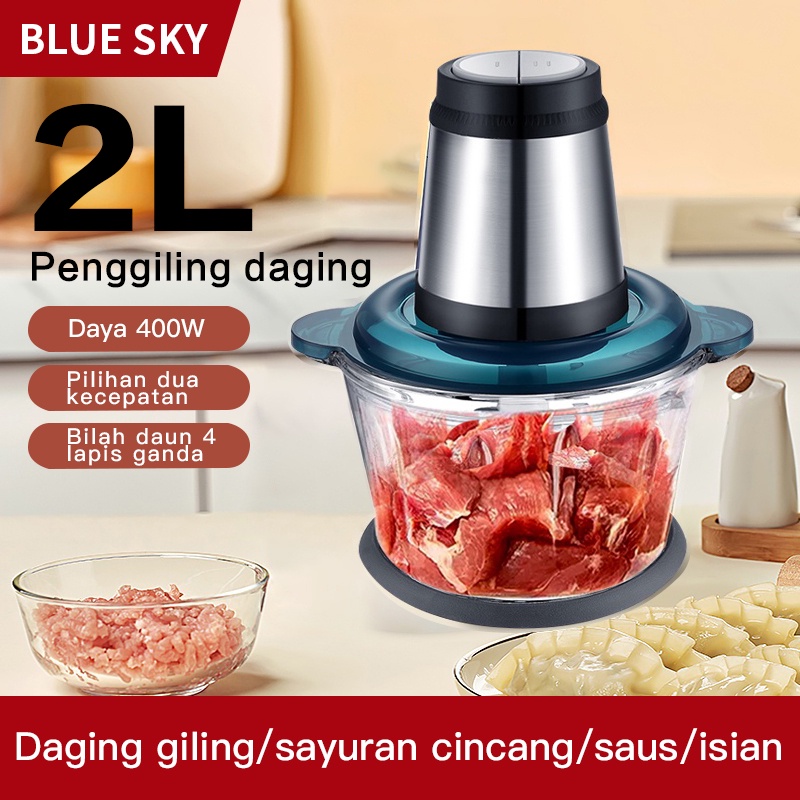 BLUE SKY 2L Penggiling Daging Listrik/Blender/Pengocok Telur/Mie Mixer