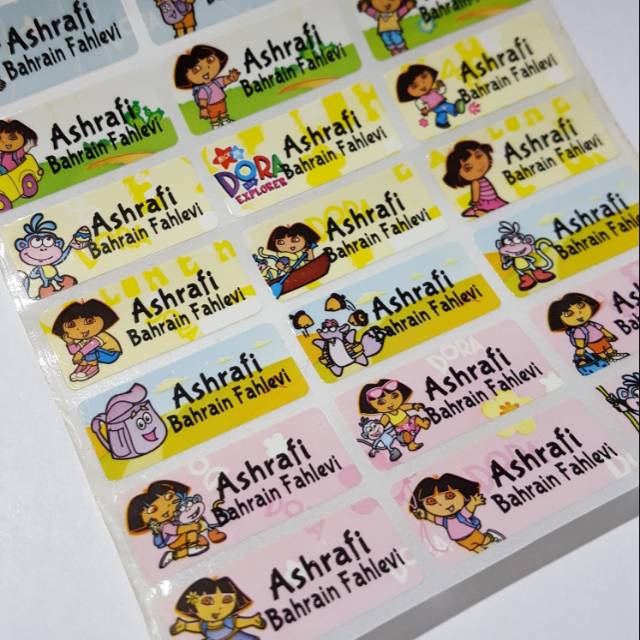 

Label nama waterproof stiker anti air Dora the Explorer Rainbow