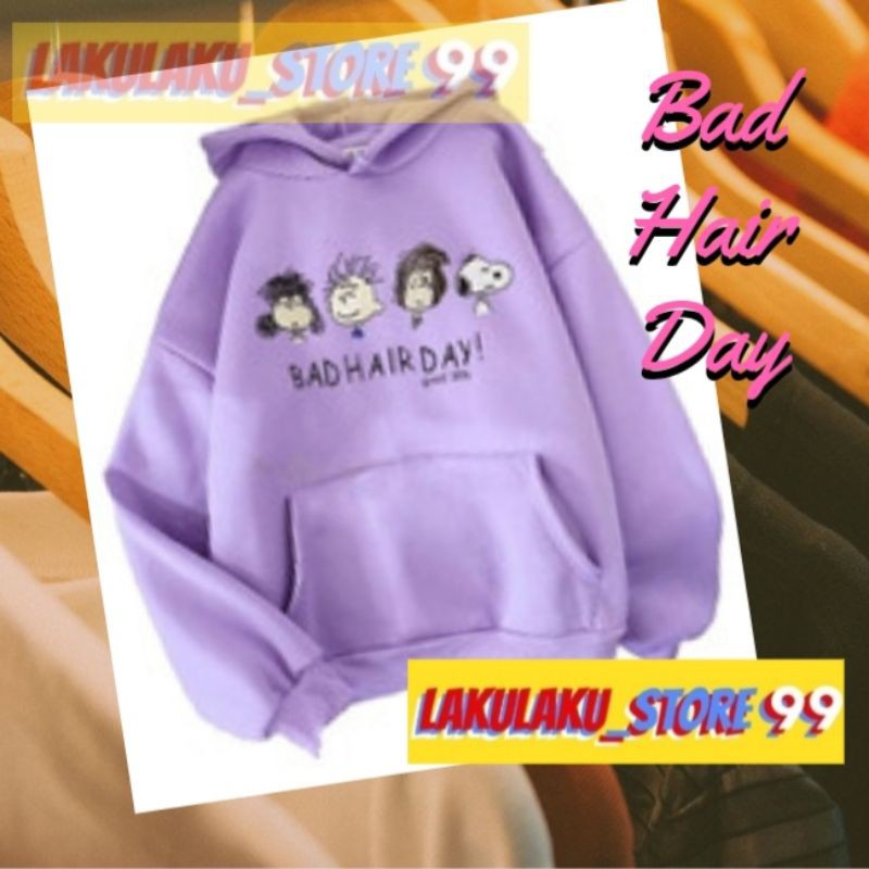 Sweater Anak Perempuan Warna Lilac Bad Hair Day Lucky Bear PowerPuff Girl Switer Hoodie Anak Cewe-Bad Hair Day