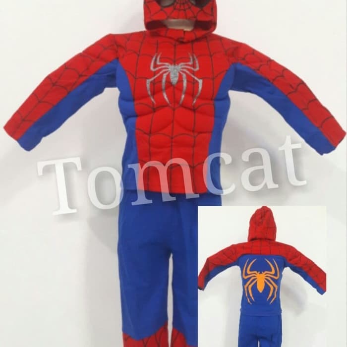 Kostum Anak Superhero Busa Otot Sayap Topeng Captain America Superman Spiderman