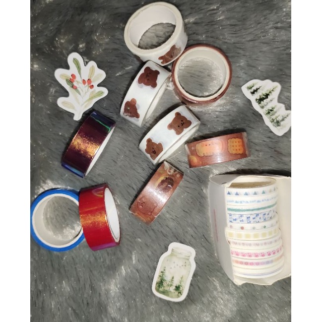 

washi tape warna 1roll selotip lucu deco