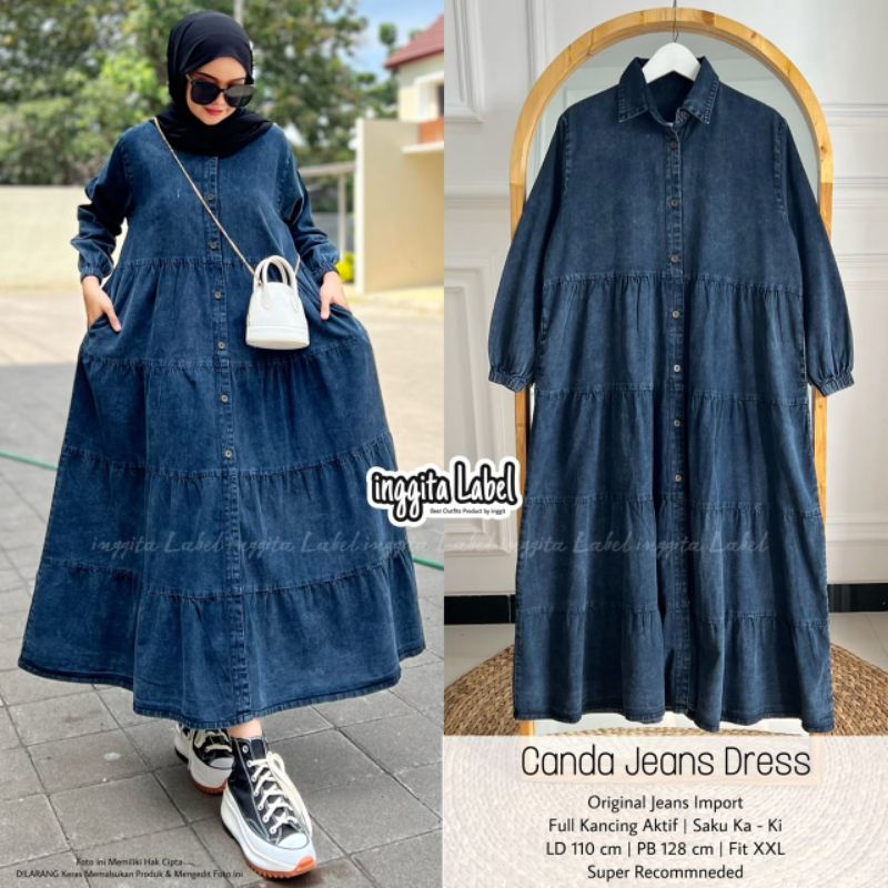 CANDA JEANS DRESS BY INGGITA LABEL (DRESS JEANS MUSLIMAH) Dress wanita