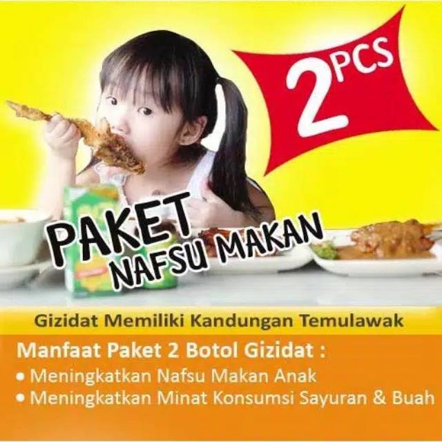 Gizidat paket 2 botol Penambah nafsu makan anak dan jaminan doyan makan