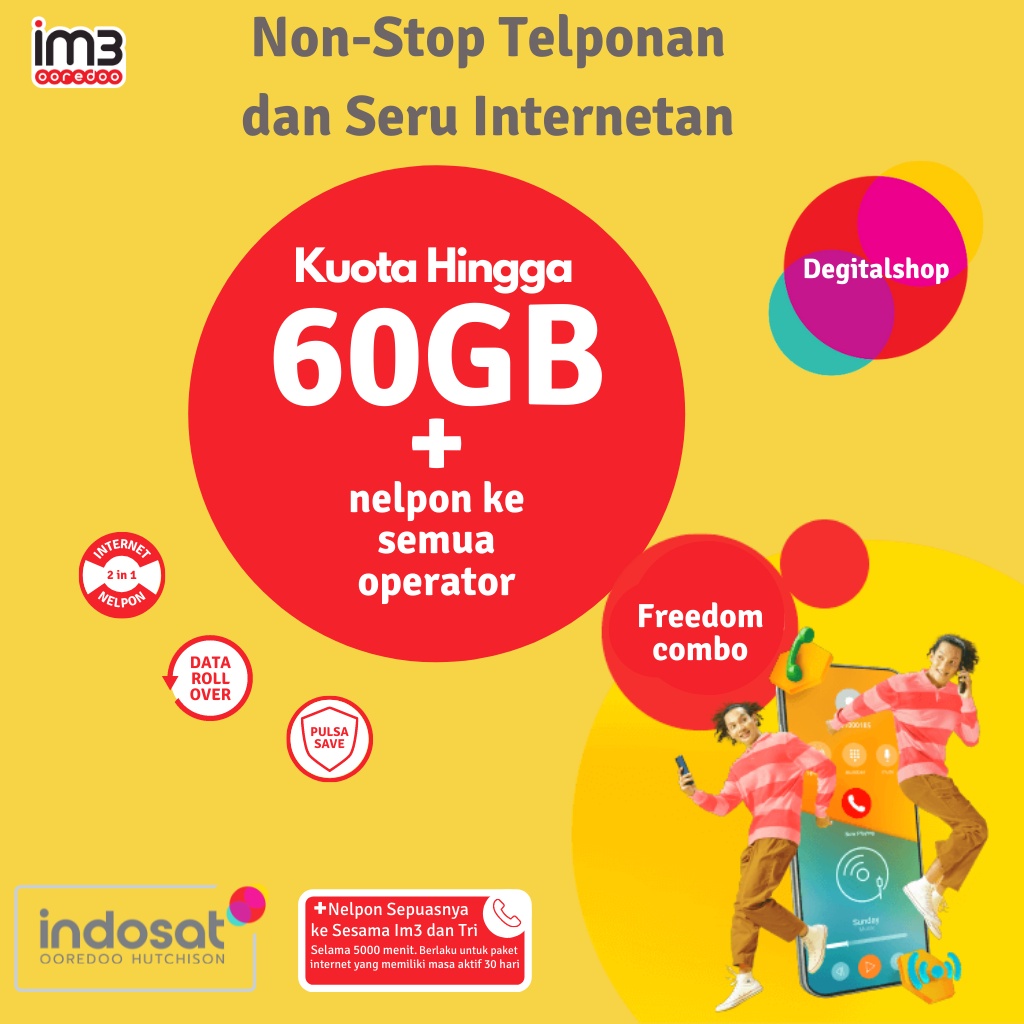 Paket Data Kuota Freedom Combo Indosat Ooredoo 30 Hari