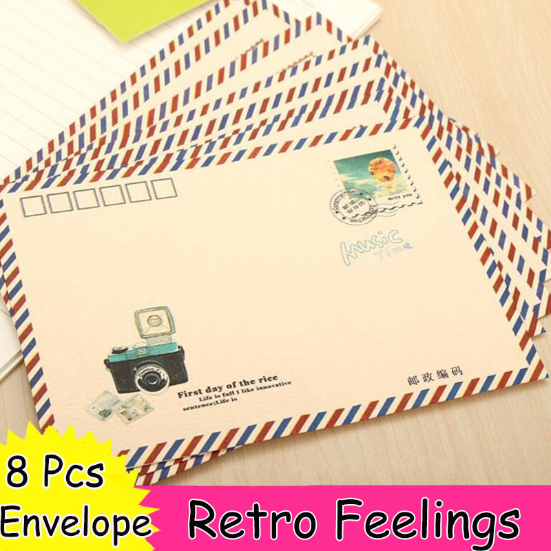 Set Amplop Surat Bahan Kertas Kraft Warna Polos Gaya Retro