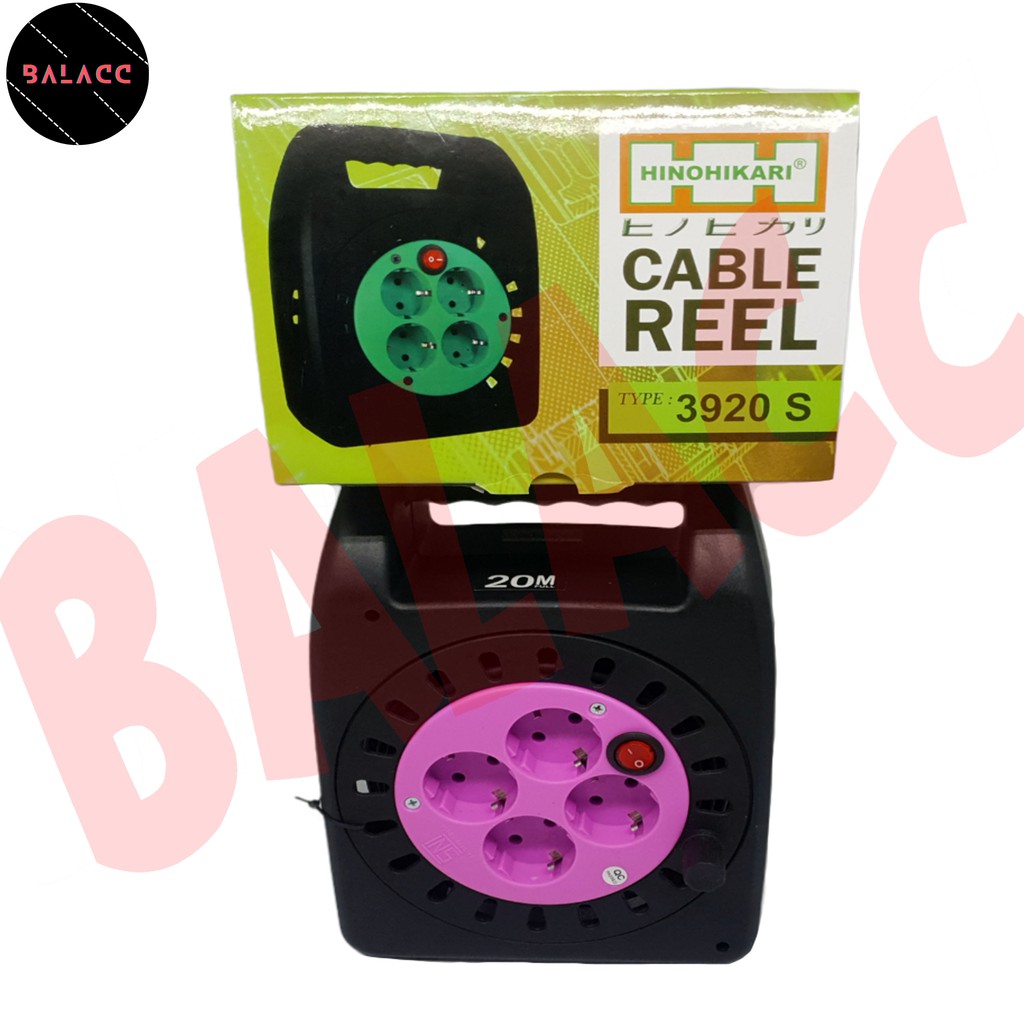 Kabel Roll 20 Meter Hinohikari / Kabel Box 20m / Kabel Gulung Hinohikari Switch 3920 S / Stop Kontak 4 Lubang 20 Meter