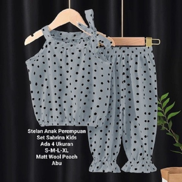 Stelan Anak Perempuan Tali Pundak 1-4 Tahun Kekinian/ Set Sabrina Kids Matt Wool Peach